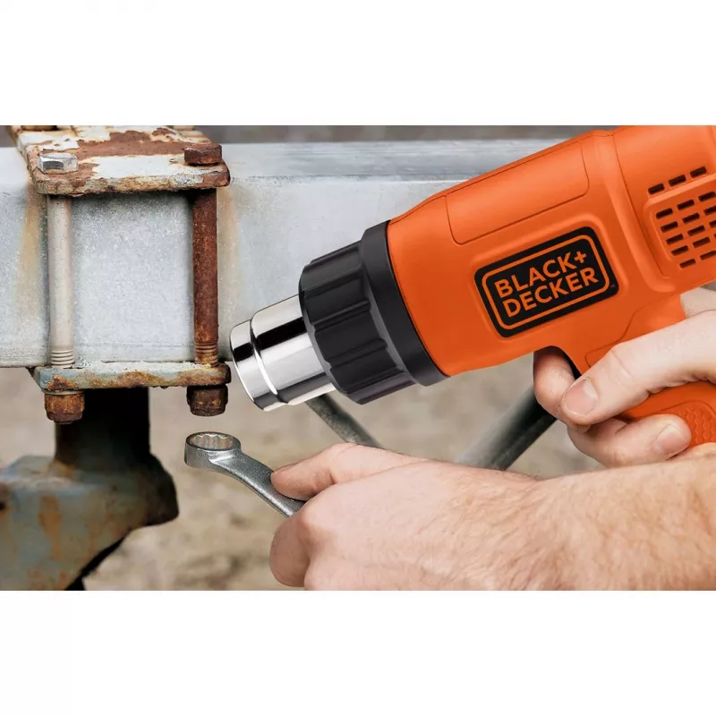 Pistola de aire caliente Black & Decker KX1650 — 1750 W, hasta 600 °C, caudal de aire 570–740 l/min, cable de 2 m, 600 g