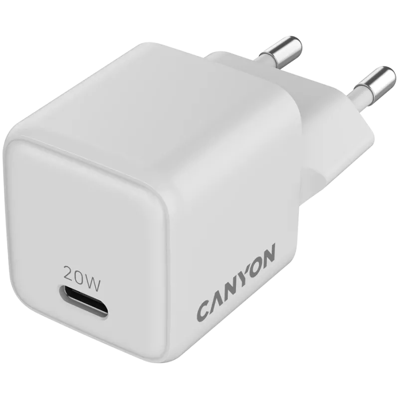 Cargador CANYON CU20C GaN 20W 1xPD EU blanco