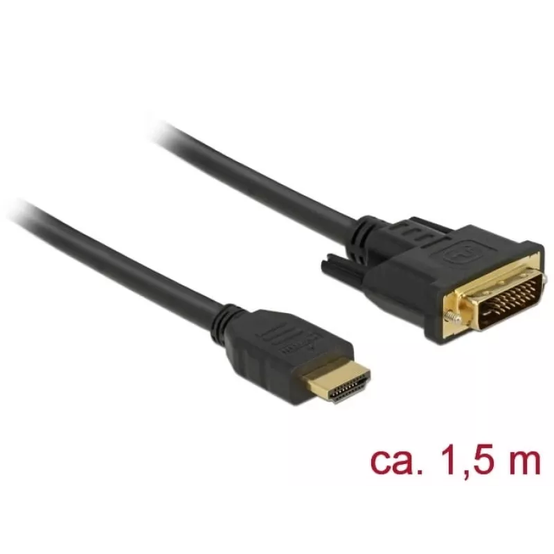 Adaptador de cable de vídeo DeLOCK 85653 1,5m HDMI Type-A DVI negro