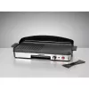 Parrilla eléctrica de mesa Rommelsbacher BBQ 2003 — 1900 W, 50×25 cm, estriada + teppanyaki, termostato continuo, plateado/negro