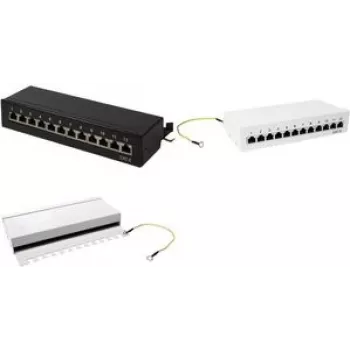 LogiLink - panel de parcheo - montaje en pared - RJ-45 X 12 - gris claro, RAL 7035