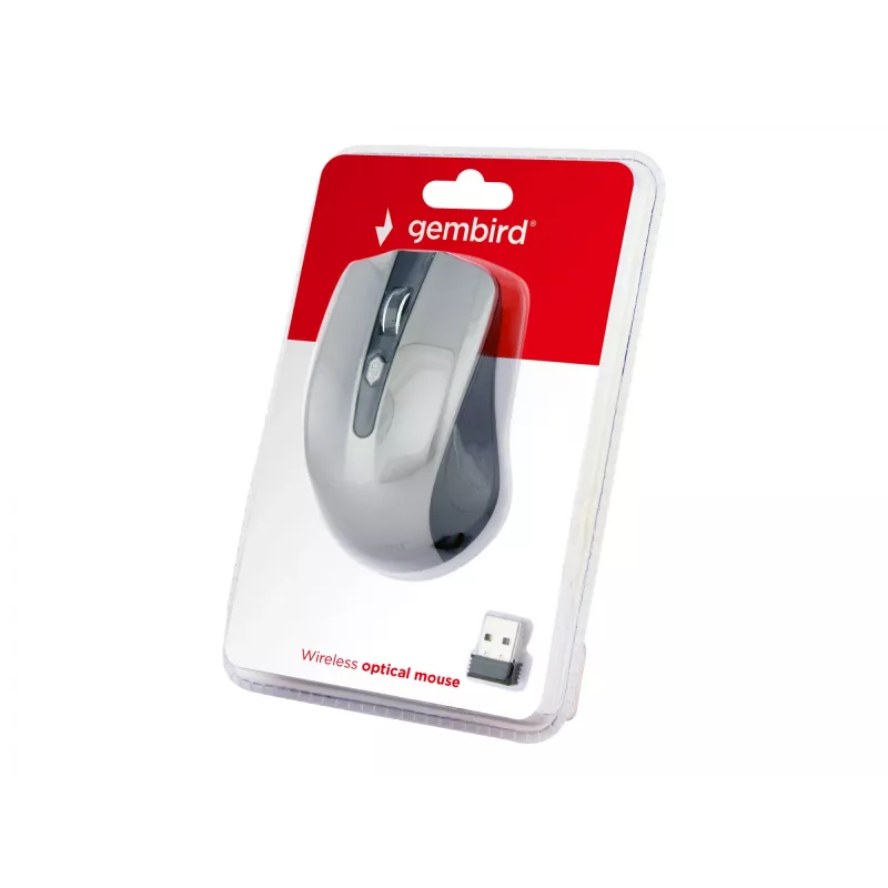 Ratón inalámbrico GEMBIRD MUSW-4B-04-BG — para diestros, óptico 1600 DPI, 4 botones, RF Wireless, negro/gris