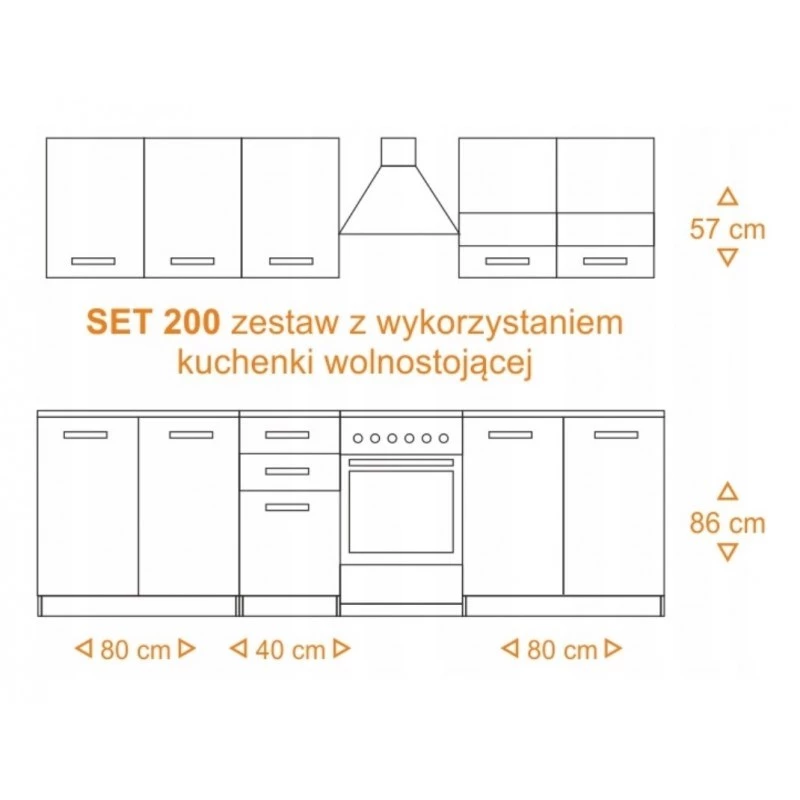 Topeshop KUCHNIA SET 200 BIEL conjunto de muebles de cocina/comedor