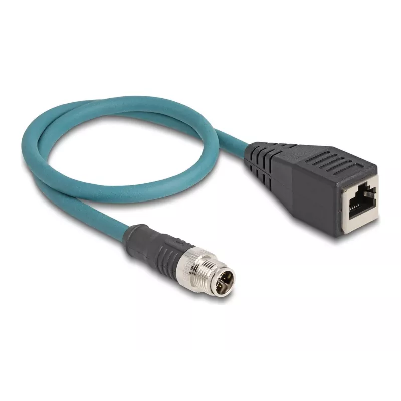 Cable adaptador M12 DeLOCK codificación X 8 pines macho a RJ45 hembra 50 cm