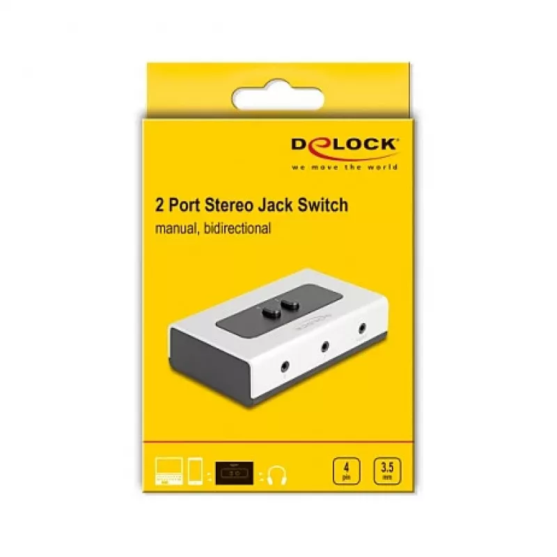 Conmutador de audio DeLOCK 88061 negro gris 3,5 mm entrada salida