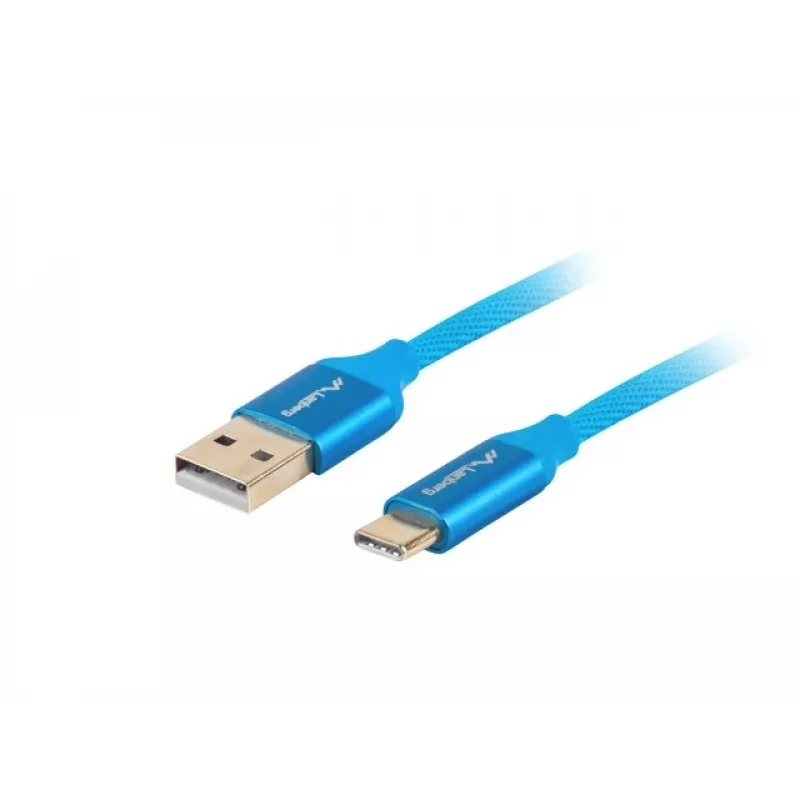 Cable USB-A a USB-C LANBERG CA-USBO-22CU-0005-BL, USB 2.0, 0,5 m, azul, macho–macho