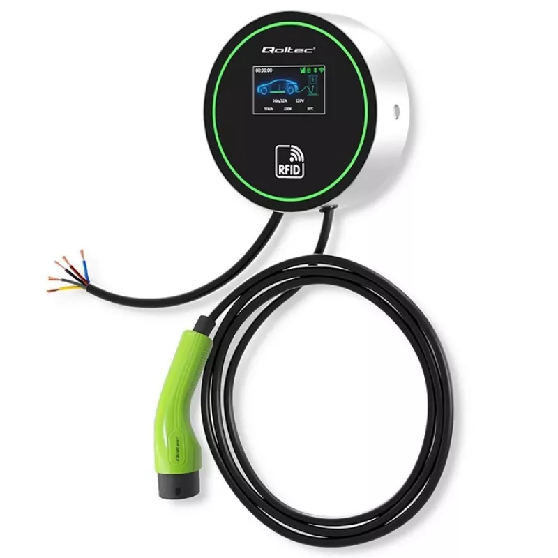 Estación de carga para VE QOLTEC 52432 Type2 22 kW WLAN con pantalla LCD