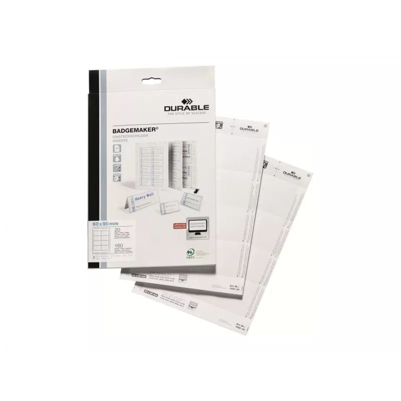 Insertos para placas de identificación Durable 1456-02 60x90 mm blanco