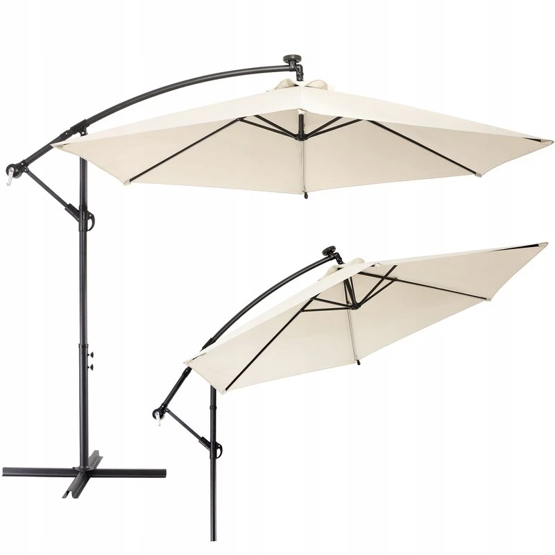 Sombrilla de jardín Extralink L-0713 3 m de diámetro, toldo beige, Modelo BLACK FOREST