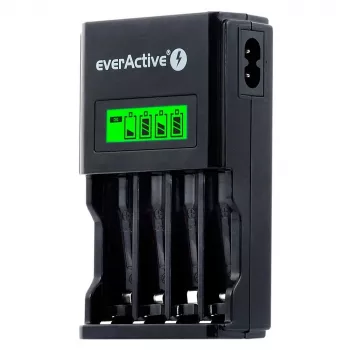 Cargador de baterías everActive NC450B — cargador de 4 celdas AAA, 110/230V AC, negro
