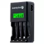 Cargador de baterías everActive NC450B — cargador de 4 celdas AAA, 110/230V AC, negro