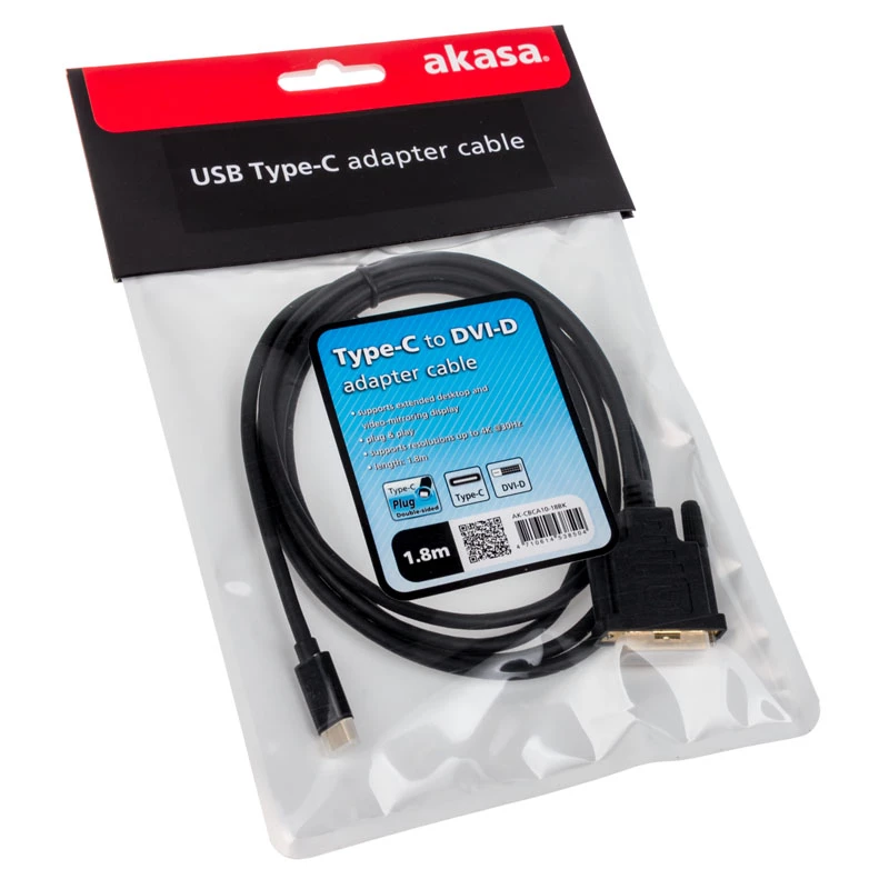 Akasa cable adaptador de USB Type-C a DVI, negro (AK-CBCA10-18BK)