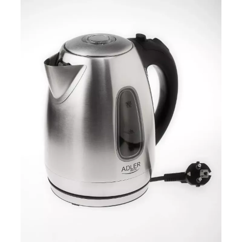 Hervidor eléctrico Adler AD1223 — 1,7 l, 2000 W, acero inoxidable con detalles negros