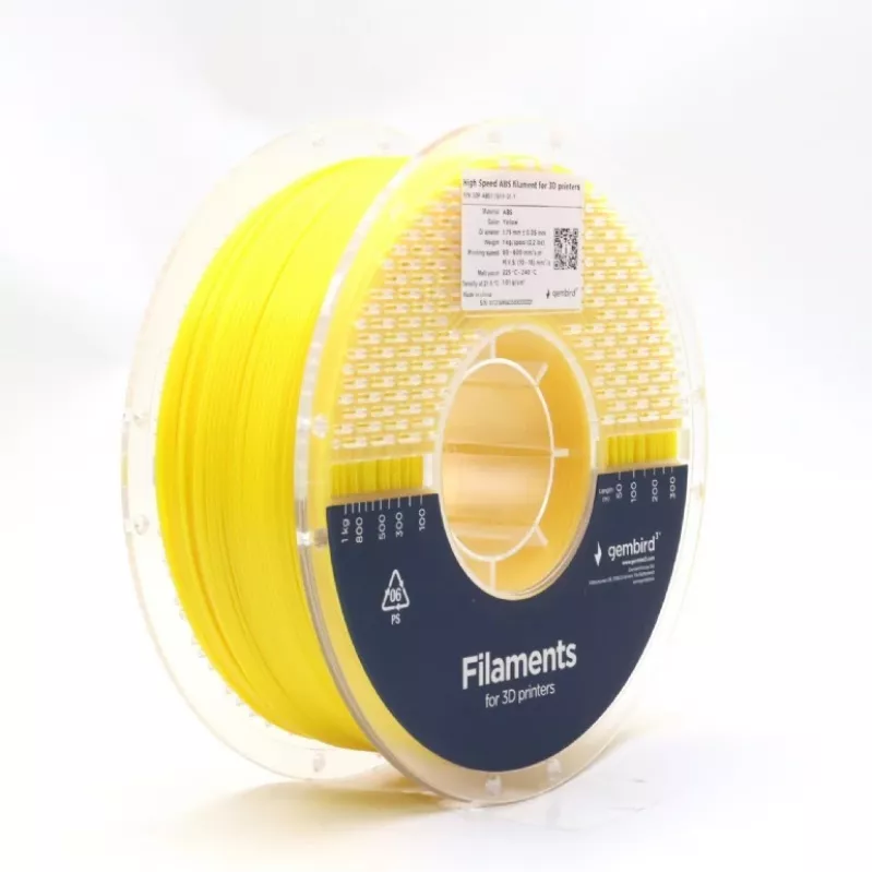 Filamento para impresión 3D Gembird ABS 1,75 mm amarillo 1 kg