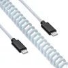 Akyga AK-USB-49 Cable espiral Aviator USB-C a USB-C con conector GX16, USB 2.0, 3 m, blanco