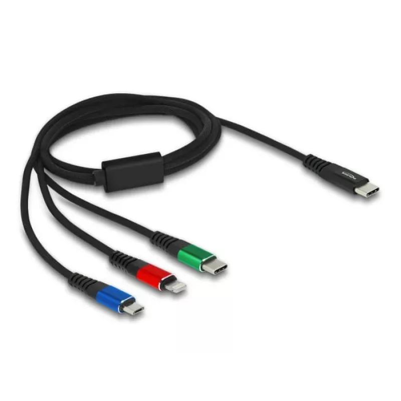 Cable de carga USB DeLOCK 3 en 1 USB Type-C a Lightning Micro-USB 1 m