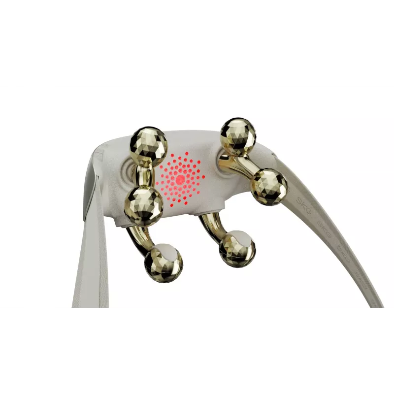 SKG H7 Ultra-E – Cabezales de masaje dorados, masaje combinado, masaje por compresión, masaje amasador, masaje por vibración, cuello, hombros, Dorado, Plástico, Botones, Batería