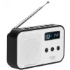Adler AD 1907 radio digital PLL, AM/FM, 40 presintonías, alarma con repetición, USB-C, batería recargable integrada, conector de 3,5 mm, blanco/negro
