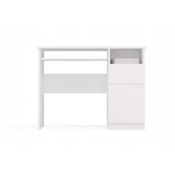 Escritorio top e shop PORTO derecho blanco, tablero rectangular de aglomerado 985×510×755 mm, 1 cajón, bandeja para teclado