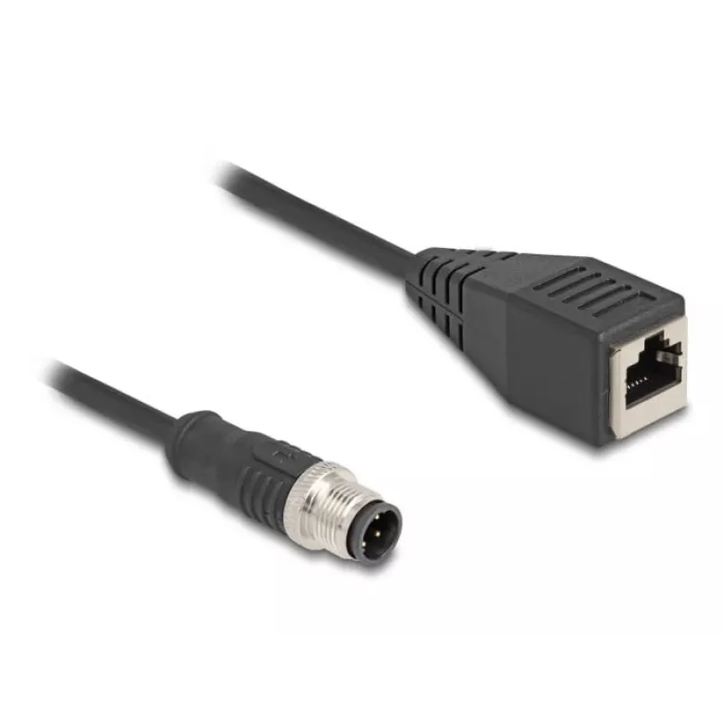 Cable adaptador DeLOCK M12 codificación D de 4 pines conector macho a RJ45 conector hembra 50 cm