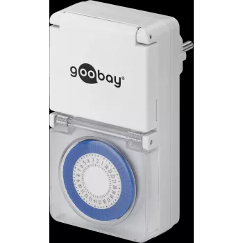 Goobay Temporizador analógico IP44, blanco - control preciso y sencillo de dispositivos electrónicos (73289)