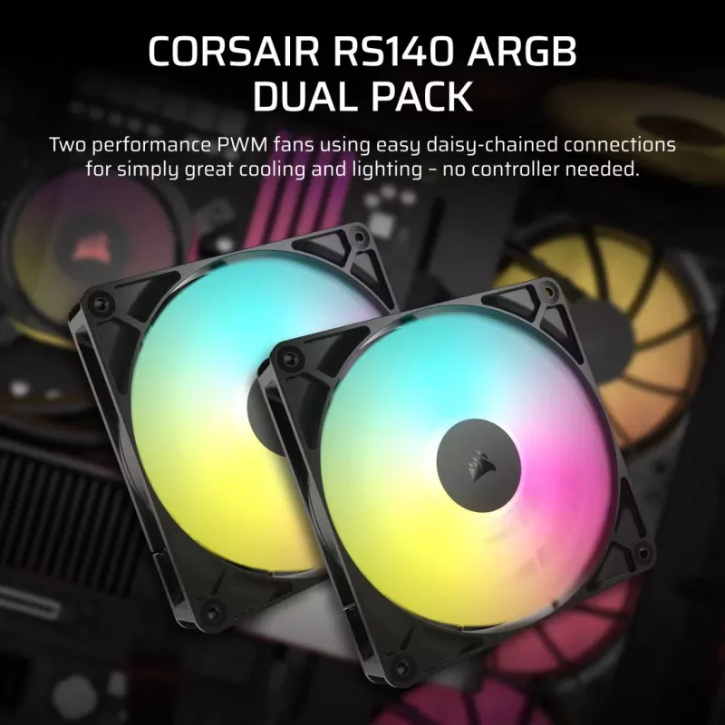 Ventilador Corsair RS140 ARGB 14 cm negro 330-1700 RPM