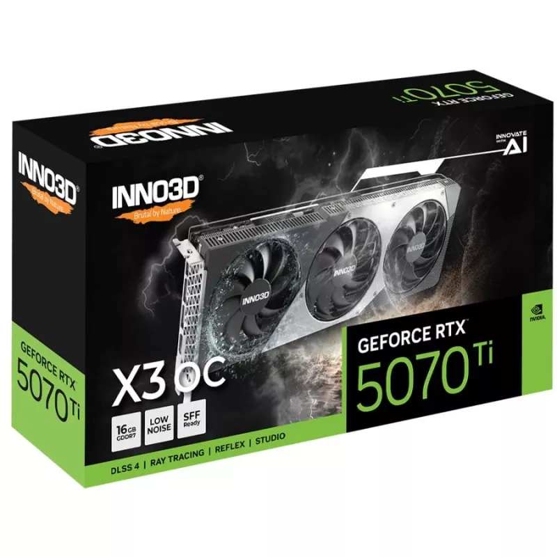 Tarjeta gráfica Inno3D GeForce RTX 5070 Ti — 16 GB GDDR7, PCIe 5.0, 256-Bit, 3x DisplayPort 2.1b + HDMI 2.1b