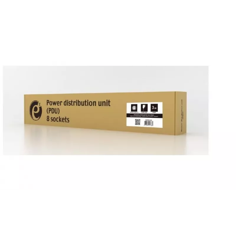 Unidad de distribución de corriente GEMBIRD EG-PDU-014 — 8× tomas Type-F, 16 A, cable de 3 m, rack 1U, 3680 W, negro