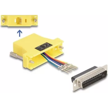 DeLOCK D-Sub de 25 polos macho a RJ12 hembra kit de montaje amarillo