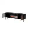 Mueble TV cama meble CORTINA 180x40x60 cm negro/nogal con chimenea eléctrica negra