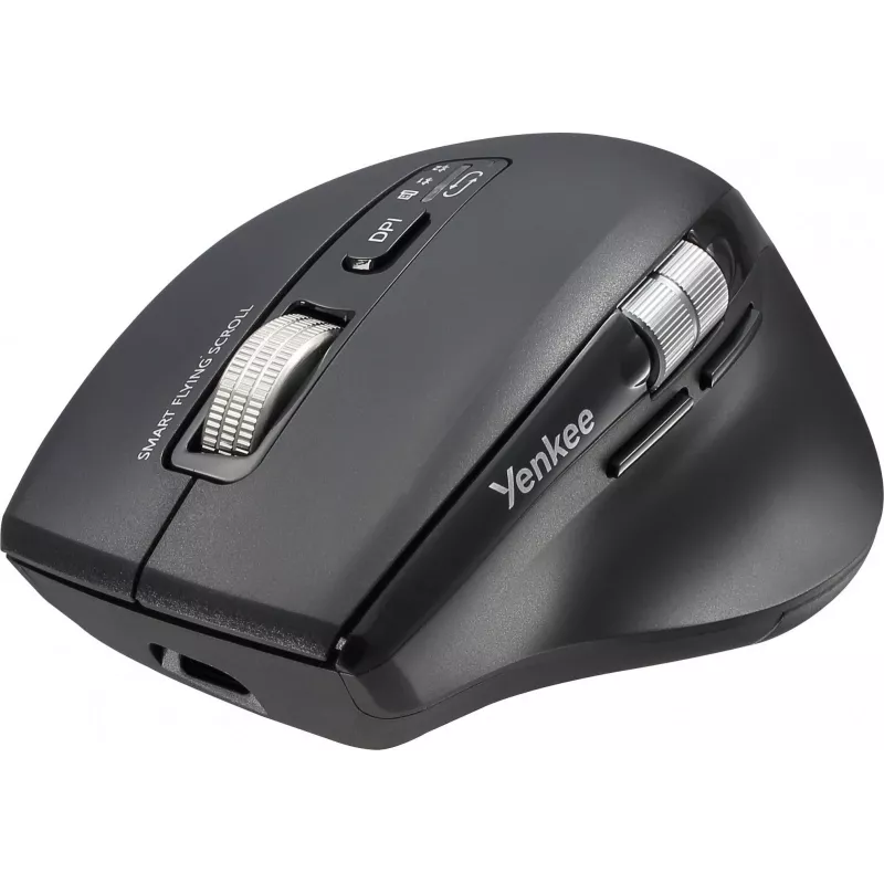 Ratón inalámbrico YENKEE SPIN DUAL 2095BK — ratón óptico compacto de doble modo, modelo YMS 2095B SPIN