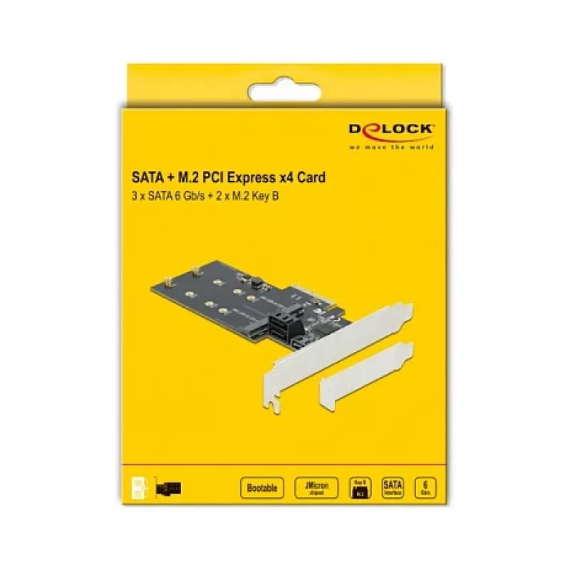 Tarjeta SATA y M.2 PCI Express DeLOCK 3 puertos SATA y 2 ranuras M.2 Key B