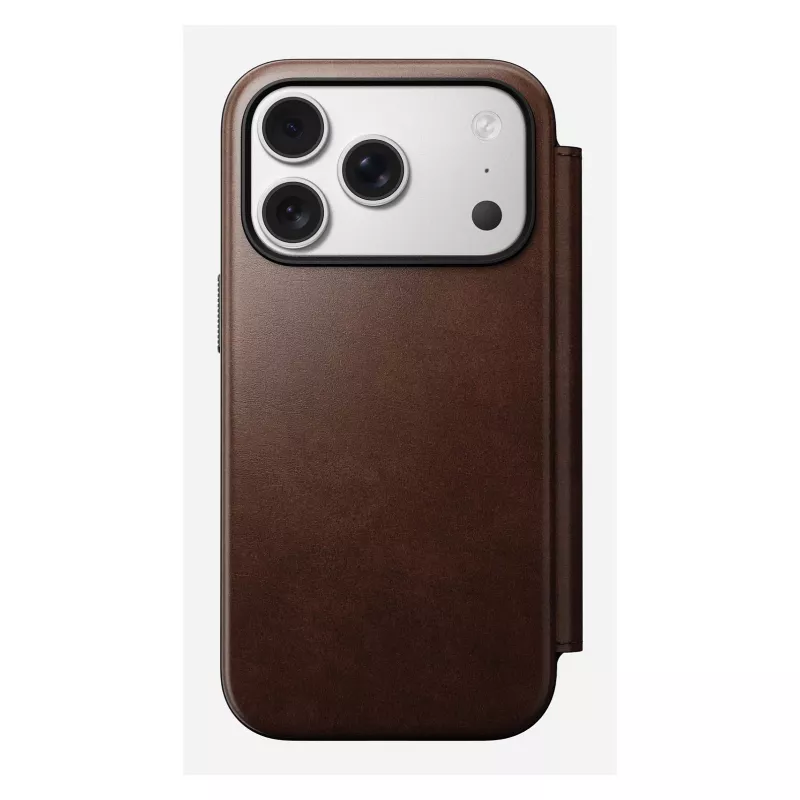 Funda para móvil Nomad Modern Leather Folio para iPhone 17 Pro, cuero/aluminio, 16 cm (6,3