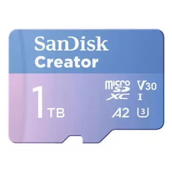 SanDisk Creator tarjeta de memoria microSD 1TB con altas velocidades de transferencia de hasta 190 MB/s