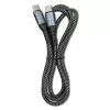 Qoltec 52358 cable USB-C a USB-C, USB 2.0, 480 Mbps, 100 W PD, QC 3.0, trenzado de nailon, 1,5 m, negro