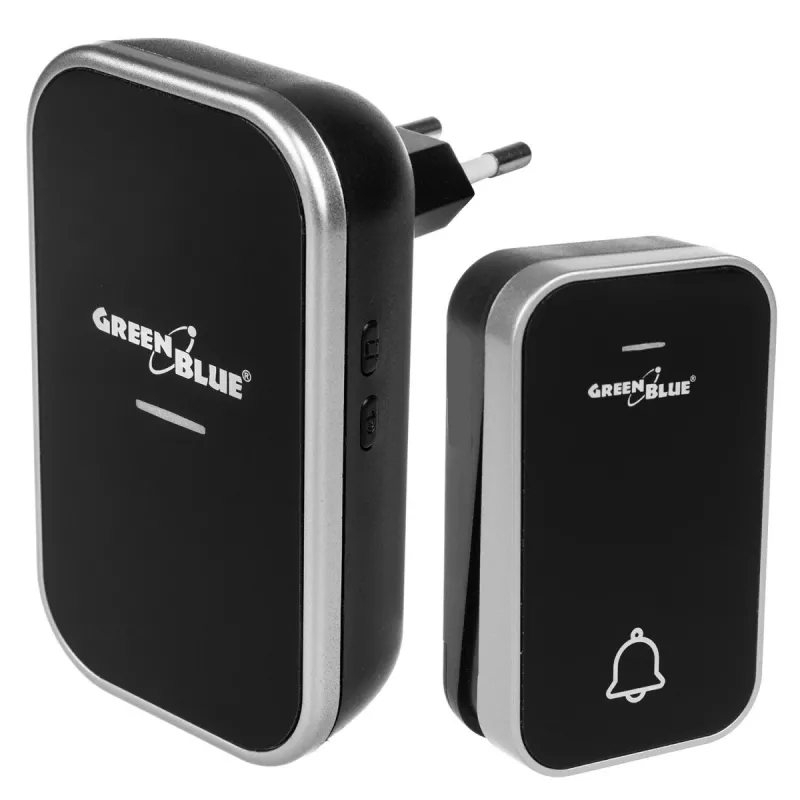 Timbre inalámbrico sin pilas GreenBlue GB157B Kinetic, melodías, Negro, alcance hasta 200m, IP44