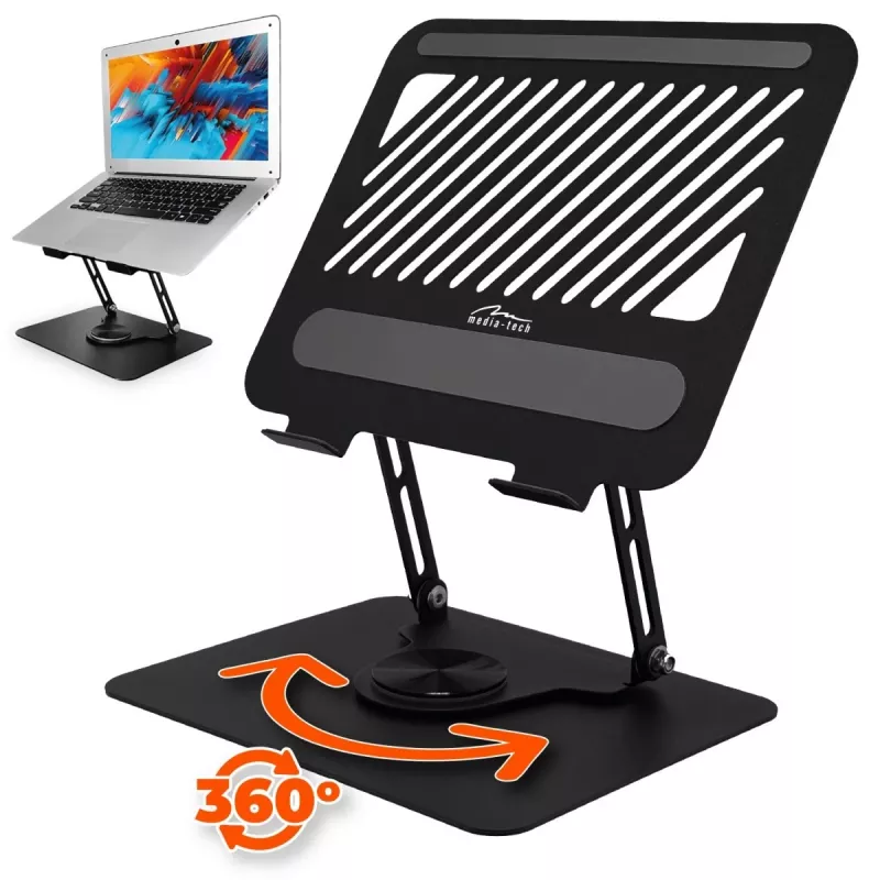 Soporte para portátil MEDIA-TECH MT2662 – ajustable en altura, plegable de aluminio para portátiles de 10–17 inch
