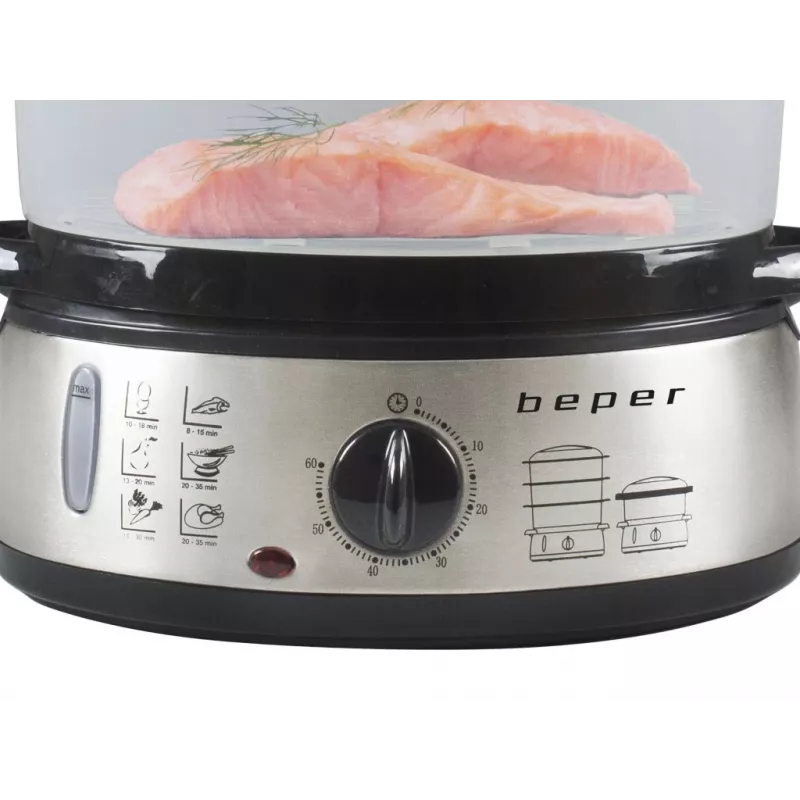 Vaporera Beper BC.250 3 cestas encimera 800 W acero inoxidable