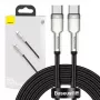 Cable USB‑C a USB‑C Baseus Cafule Metal — 2 m, 100W de potencia de carga, USB 2.0 (480 Mbit/s), contactos galvanizados, negro