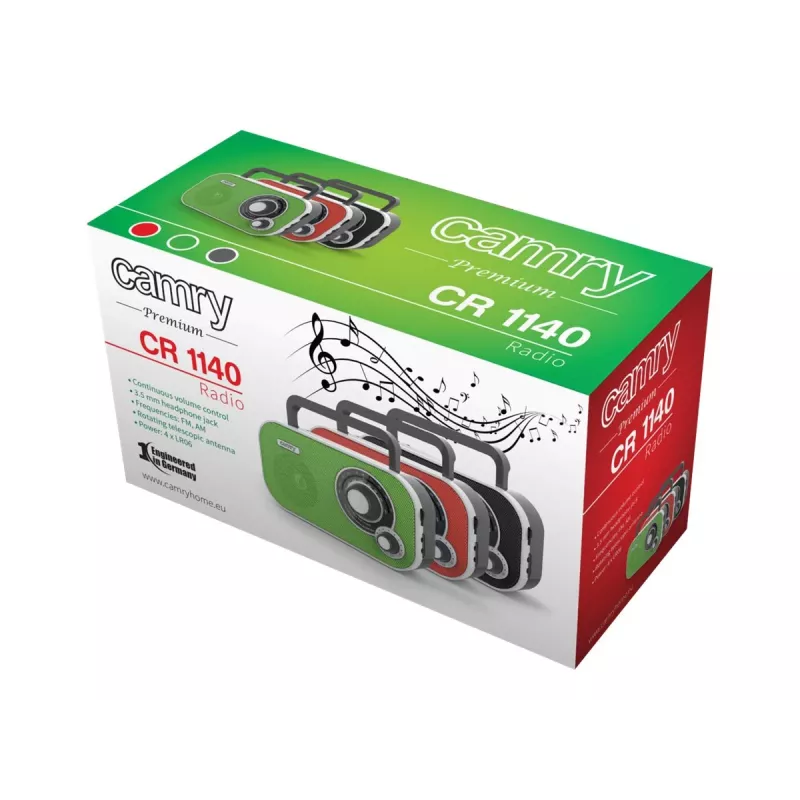 Camry CR 1140b radio portátil, AM/FM, analógica, negro/gris