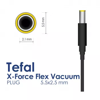 Fuente de alimentación Akyga AK-PD-22 para Tefal / Rowenta X-Force Flex 29 V / 0,74 A, 21,46 W, 5,5 x 2,5 mm, 1,8 m, Blanco