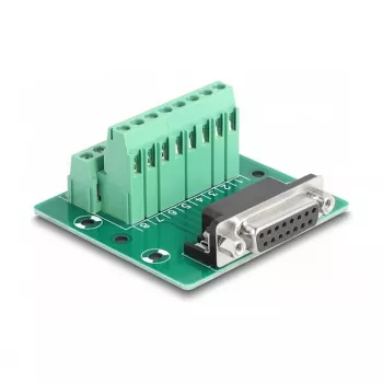 DeLOCK D-Sub de 15 pines conector hembra a regleta de bornes para carril DIN 58 mm x 61 mm x 30 mm