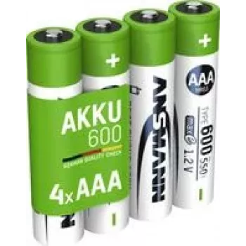 Ansmann 1x4 batería NiMH Micro AAA tipo 600 mín. 550 mAh 1311-0022 (1311-0022)