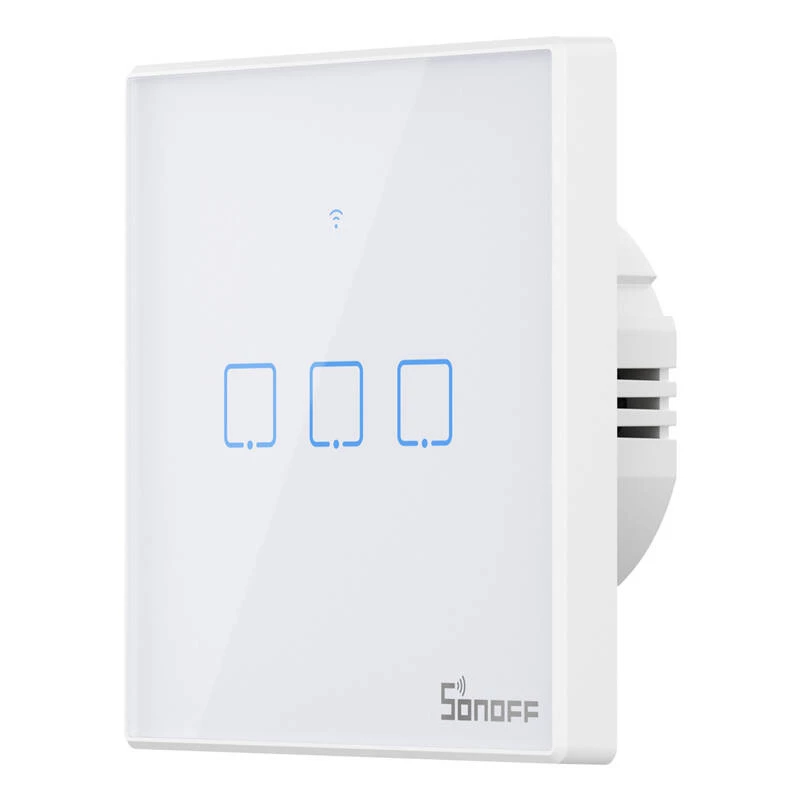 Interruptor de luz inteligente de pared Sonoff T2 EU TX 3 canales Wi‑Fi + RF 433 control