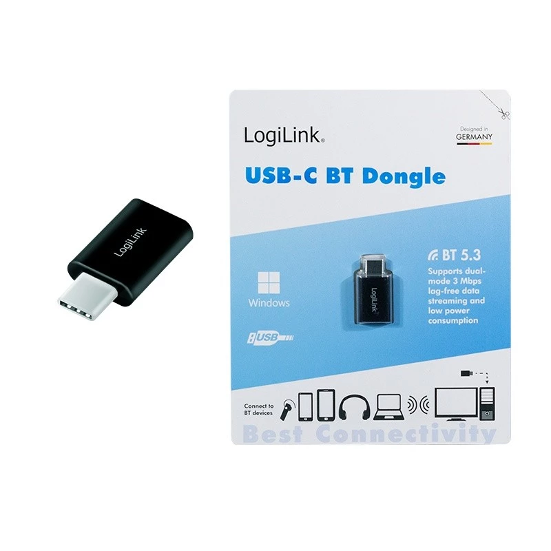 LogiLink BT0048A adaptador USB-C Bluetooth 5.3, alcance de 20 m, negro