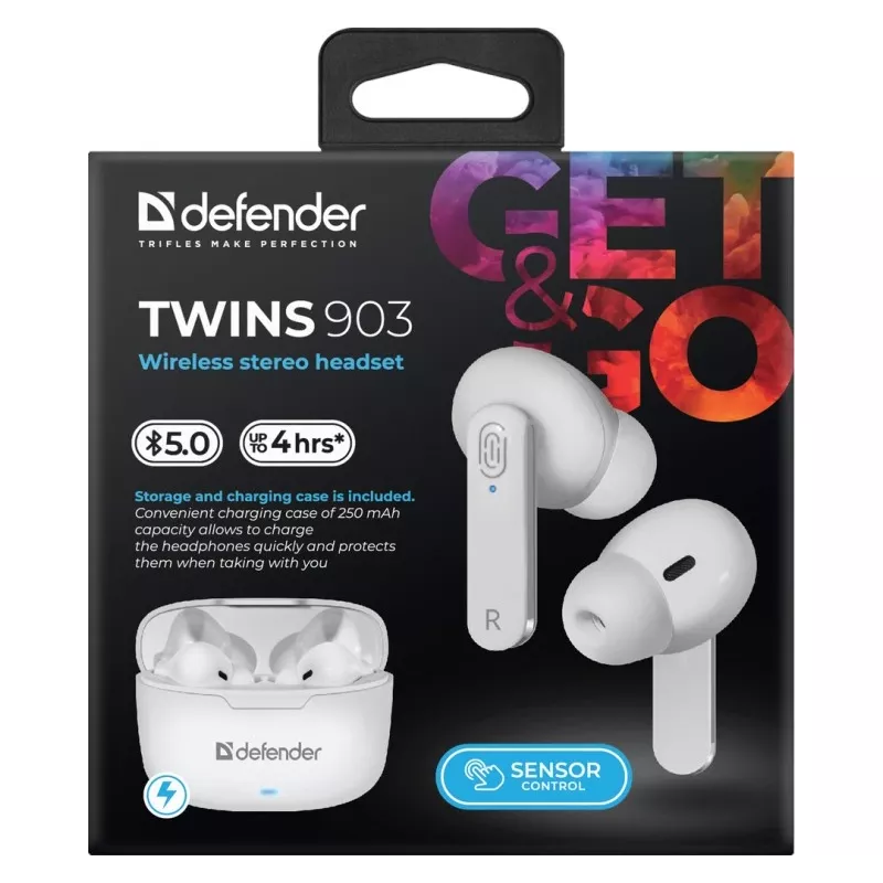 Auriculares Bluetooth Defender TWINS 903, blancos