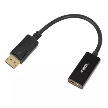 Adaptador de cable DisplayPort a HDMI IBOX iadp4k — DisplayPort (conector macho) a HDMI (conector hembra), conector recto, compatible con 4K, plateado