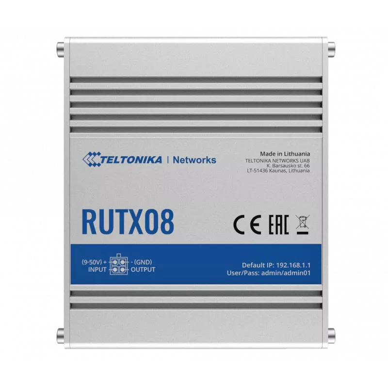 Router con cable Teltonika RUTX08 Gigabit Ethernet acero inoxidable