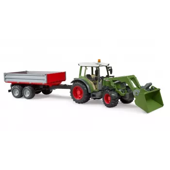 Tractor de juguete BRUDER Fendt Vario 211 con pala frontal y remolque lateral