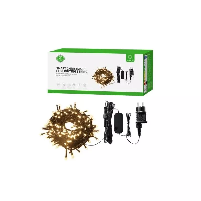 WOOX R5168 guirnalda LED navideña inteligente, 20 m, 200 LED, blanco cálido, Wi-Fi